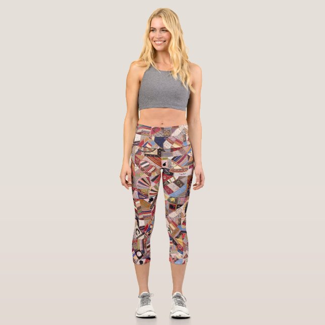 Crazy Quilt Design Capri Leggings (Vorderseite)