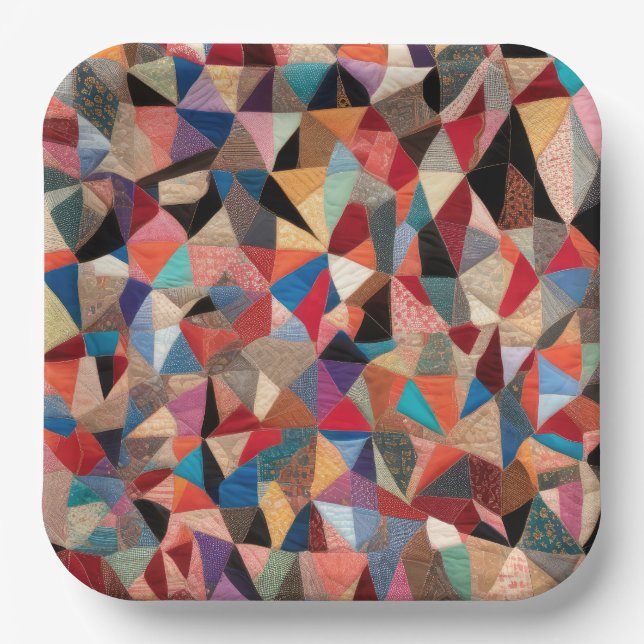 Crazy Quilt Design Pappteller (Vorderseite)