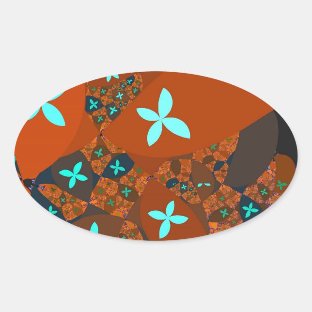 Crazy Quilt - FRAKTAL ABSTRACT DESIGN Ovaler Aufkleber (Vorderseite)
