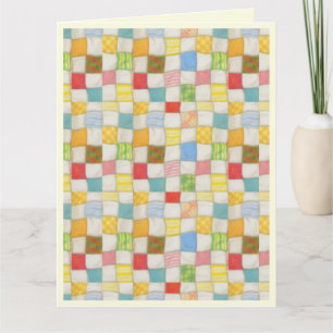 CRAZY QUILT Grande carte de remerciements / Crème