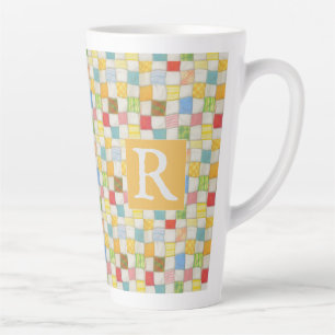 CRAZY QUILT Hoch Latte Becher + Text / Gold Milchtasse