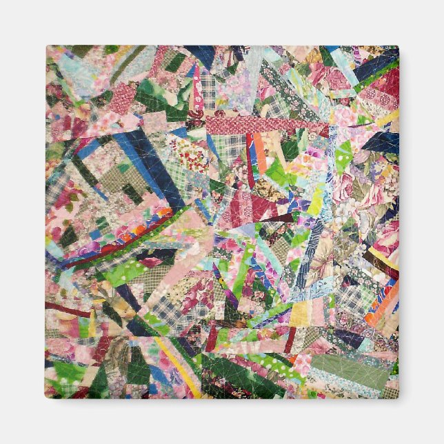 Crazy Quilt in den Frühlingsfarben Magnet (Vorne)