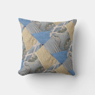 Crazy Quilt in Gold n Aquamarin Kissen