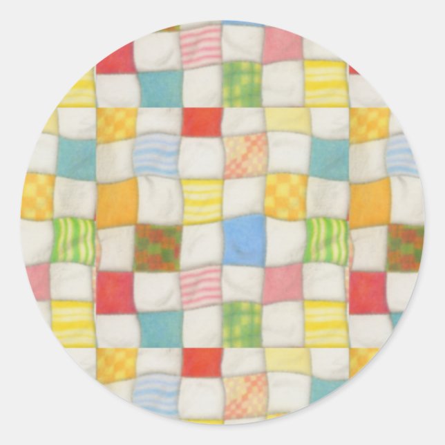 CRAZY QUILT Kleine Rundkleber Runder Aufkleber (Vorderseite)