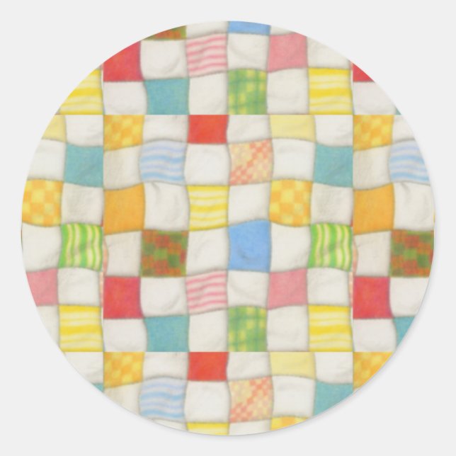 CRAZY QUILT Large Round Stickers (Vorderseite)