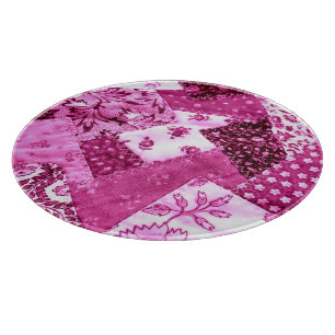 Crazy Quilt Muster Pink Weiße Blumenmuster Muster Schneidebrett