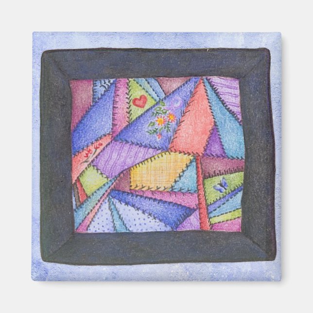 Crazy Quilt Original Artwork Magnet (Vorne)
