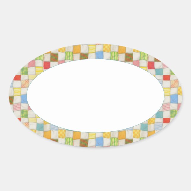 CRAZY QUILT Oval Matte Stickers (Vorderseite)