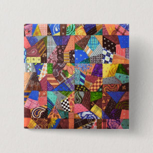 Crazy Quilt Patchwork Quilt Abstrakt Art Geometrie Button