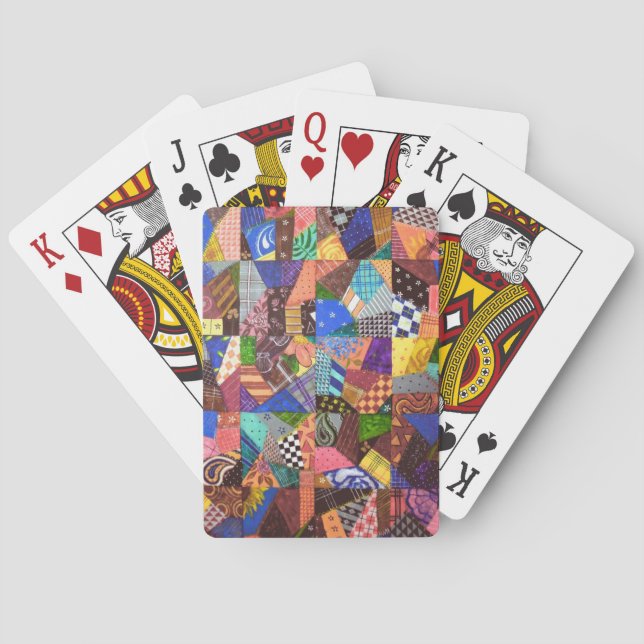 Crazy Quilt Patchwork-Quilt Abstrakte Kunst Geomet Spielkarten (Rückseite)