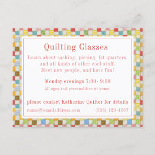 CRAZY QUILT "Quiltkurse" Postkarte / Geschäftskart