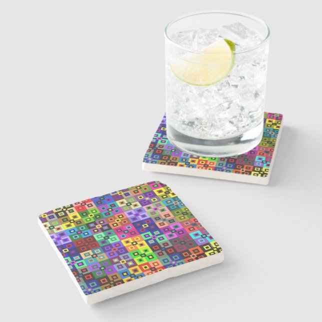 Crazy Quilt Stone Untersetzer (Seitenansicht)