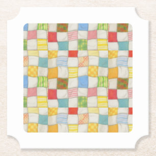 CRAZY QUILT Ticket Papier Untersetzer Weiß