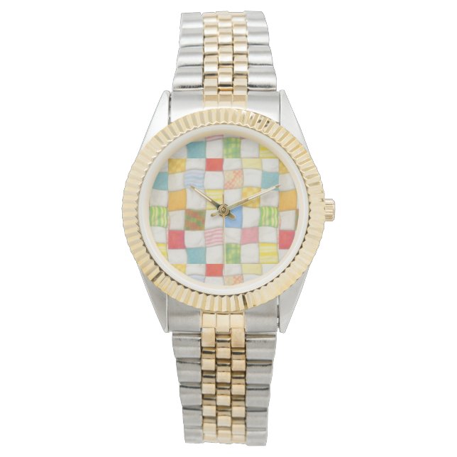 CRAZY QUILT Zwei-Tonen-Armband-Uhr Armbanduhr (Vorderseite)