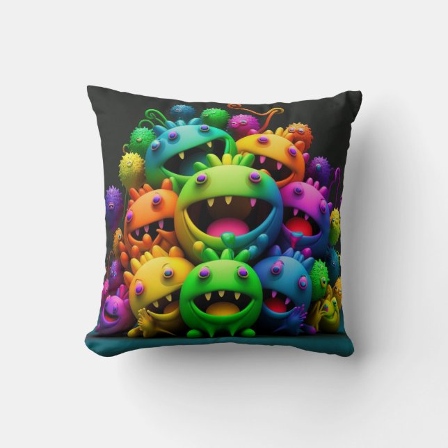 Crazy Rainbow-Kreaturen 2 Side-Throw-Kissen Kissen (Vorderseite)