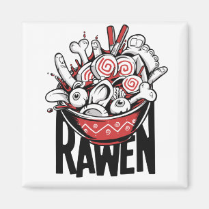 Crazy Ramen Noodle Zombie Design Magnet
