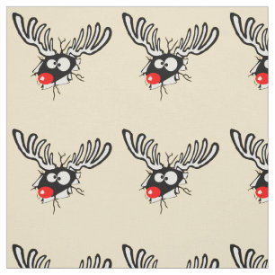 Crazy Red Nosed Reindeer Stoff