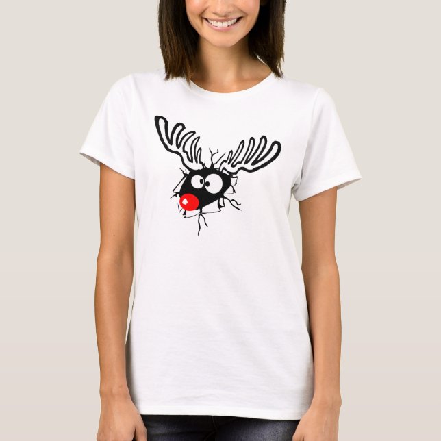 Crazy Red Nosed Reindeer T-Shirt (Vorderseite)