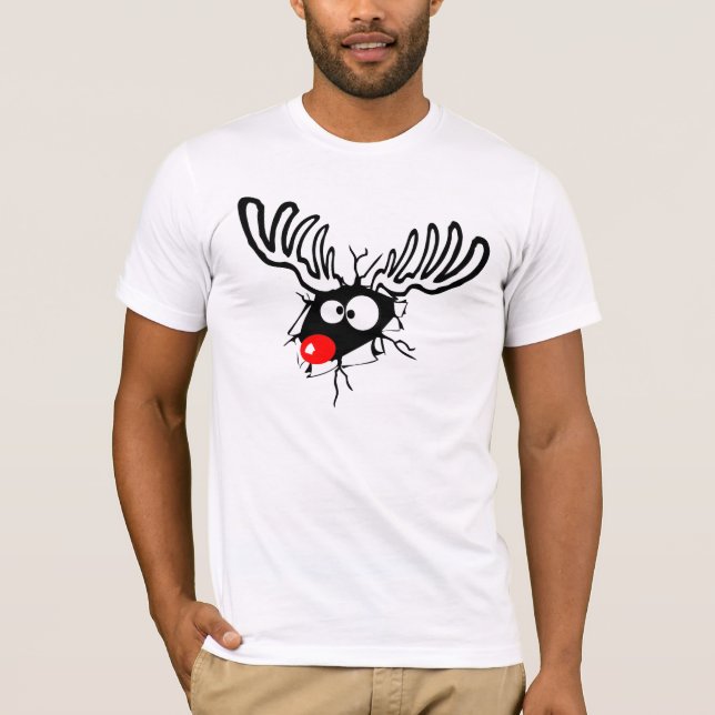 Crazy Red Nosed Reindeer T-Shirt (Vorderseite)