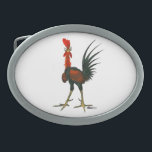 Crazy Rooster Ovale Gürtelschnalle<br><div class="desc">Schlechter verrückter Hahn. Jemand hat gerade zum millionsten Mal gefragt, warum er die Straße überquert hat.</div>