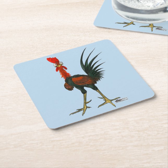 Crazy Rooster Rechteckiger Pappuntersetzer (angewinkelt)