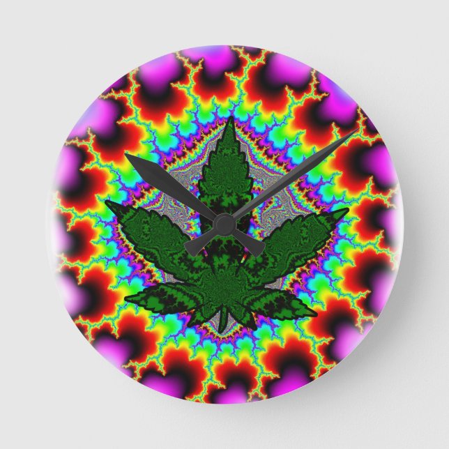 Crazy Smoke Wen Rasta Runde Wanduhr (Vorderseite)