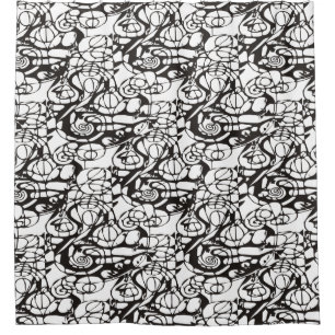 Crazy Spirals Lines schwarz II + Ihr Backgr. Idee Duschvorhang