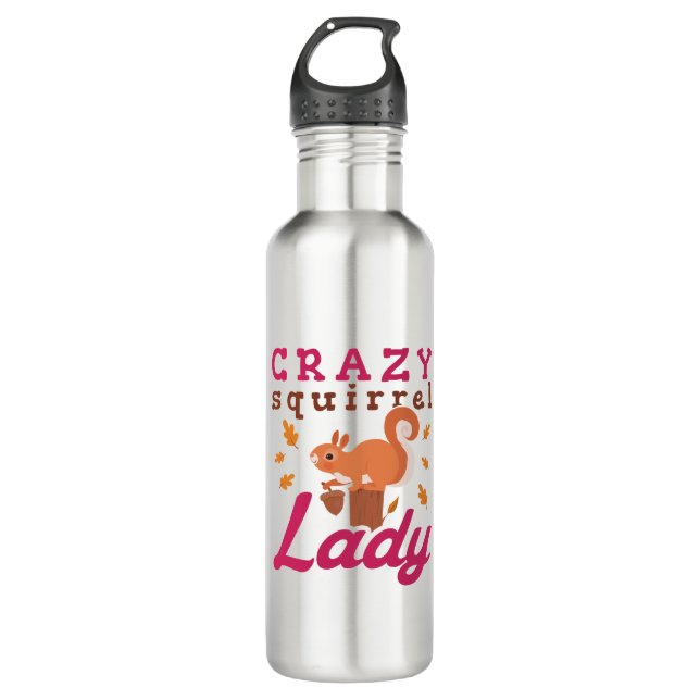 Crazy Squirrel Lady Edelstahlflasche (Vorderseite)