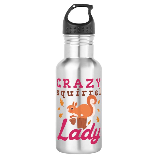 Crazy Squirrel Lady Edelstahlflasche (Vorderseite)