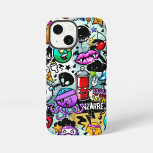 Crazy Sticker Totenkopf, Lippen, Spray Graffiti iPhone 13 Mini Hülle