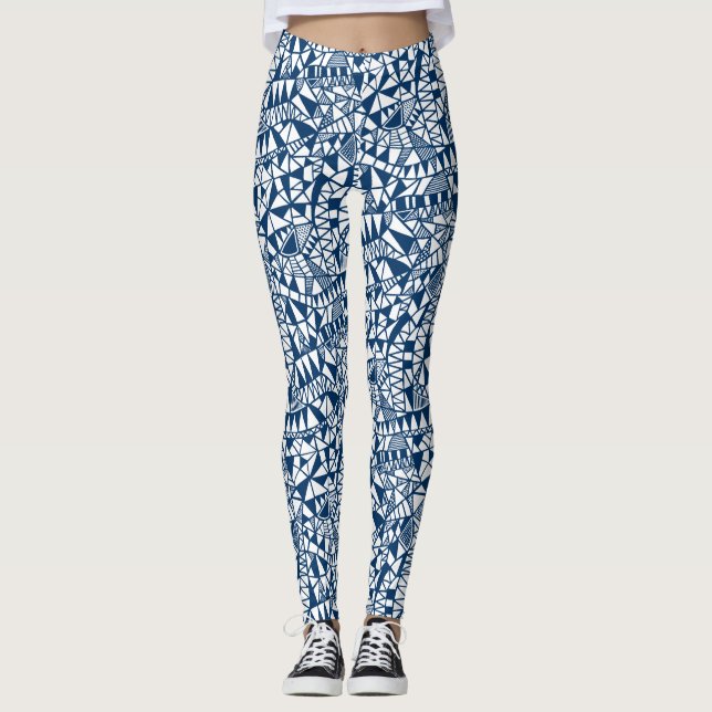 Crazy Structure Pattern 060423 - Indigo Style Blue Leggings (Vorderseite)