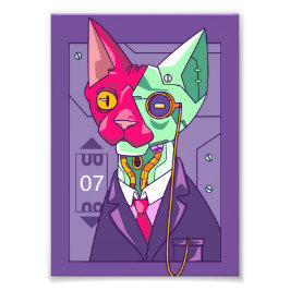 Crazy Style Technologie Cat Illustration Fotodruck