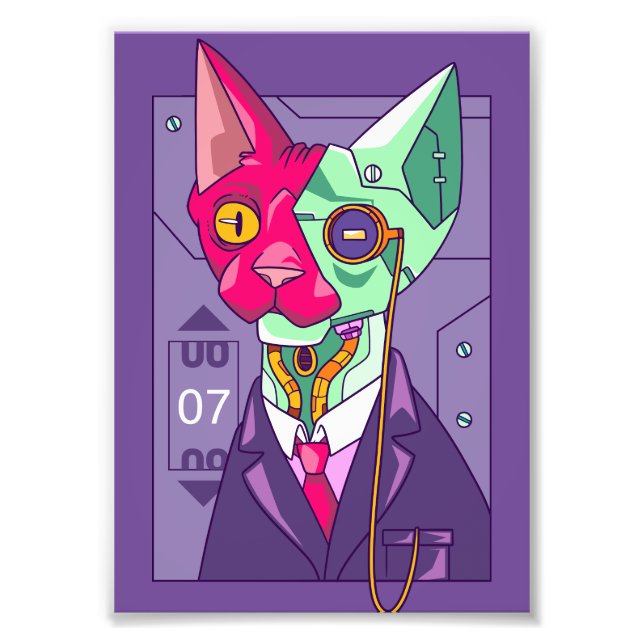 Crazy Style Technologie Cat Illustration Fotodruck (Vorne)