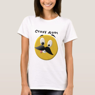 Crazy Tante Happy Face mit Mustache T-Shirt