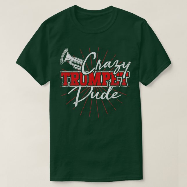 Crazy Trumpet Dude Retro Trumpeter T-Shirt (Design vorne)
