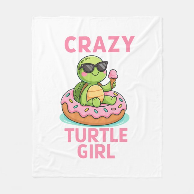 Crazy Turtle Girl Fleecedecke (Vorderseite)