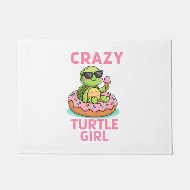 Crazy Turtle Girl Fußmatte (Vorderseite)