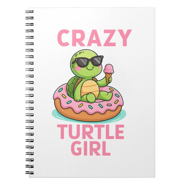 Crazy Turtle Girl Notizblock (Vorderseite)