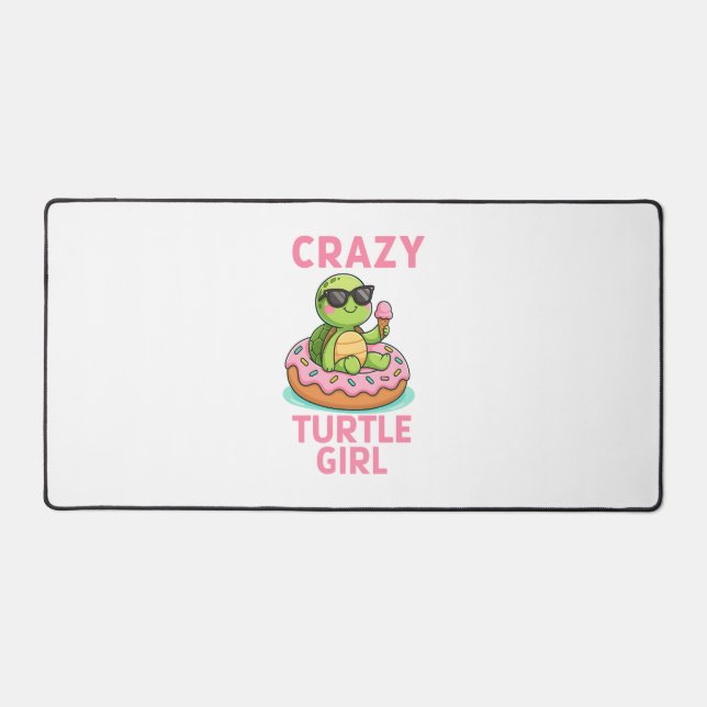 Crazy Turtle Girl Schreibtischunterlage (Vorderseite)