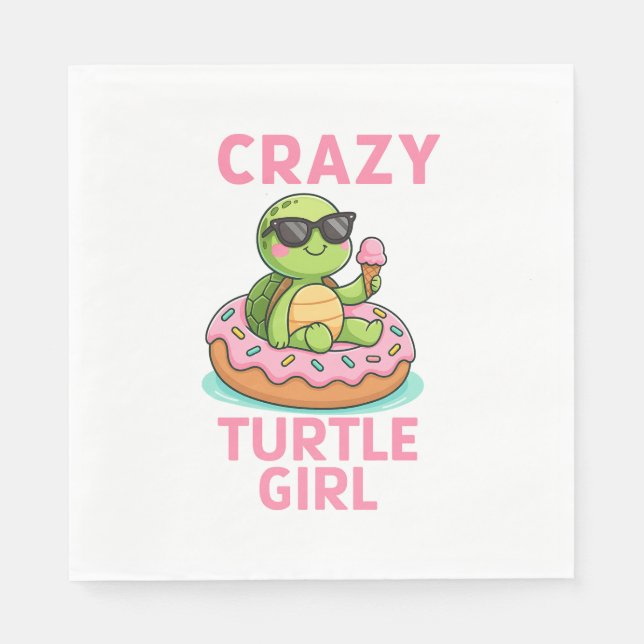 Crazy Turtle Girl Serviette (Vorderseite)