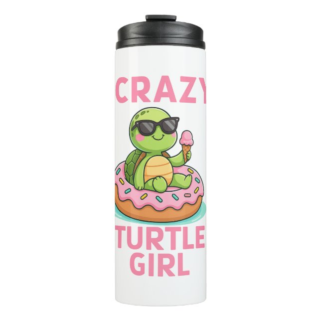 Crazy Turtle Girl Thermosbecher (Vorderseite)
