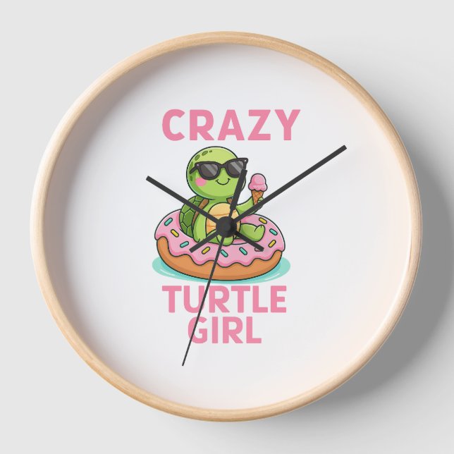 Crazy Turtle Girl Uhr (Vorderseite)