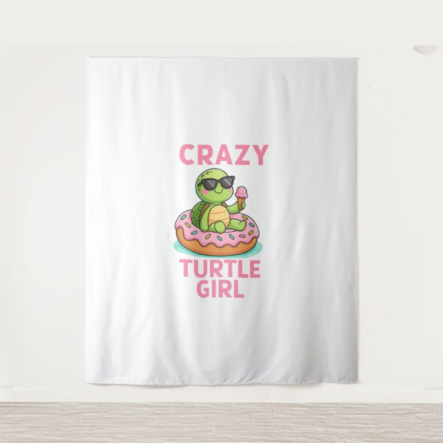 Crazy Turtle Girl Wandteppich (Vorderseite)