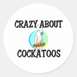 Crazy über Cockatoos Runder Aufkleber