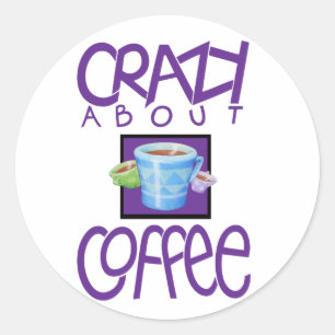 Crazy über Coffee lila Sticker