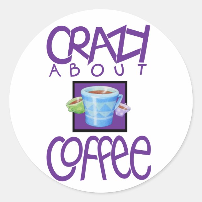 Crazy über Coffee lila Sticker (Vorderseite)