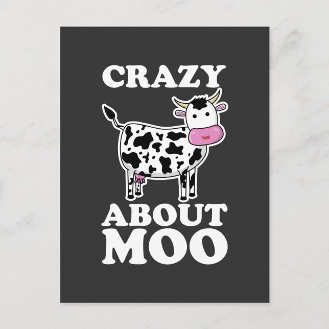 Crazy über Moo, Kuh Liebhaber Puff T - Shirt Postkarte (Vorderseite)