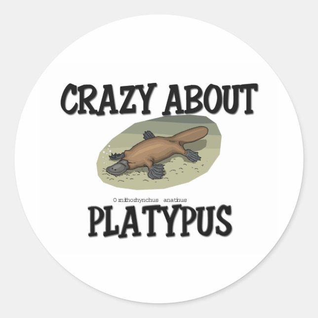 Crazy über Platypus Runder Aufkleber (Vorderseite)