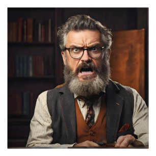 Crazy verrückter Professor mit Bart Fotodruck