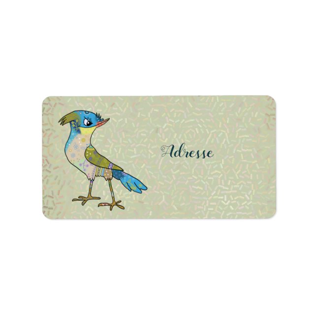 Crazy Vogel Adressaufkleber (Vorne)